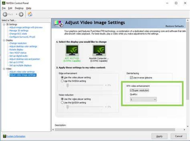 Adjusting video quality settings in a streaming player