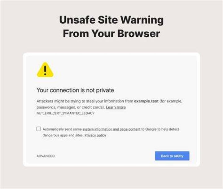 Browser warning unsafe website signs